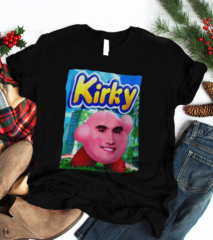 Kirky Kirby Nintendo Inspired Face Mashup Retro Gaming Nostalgia T-Shirt