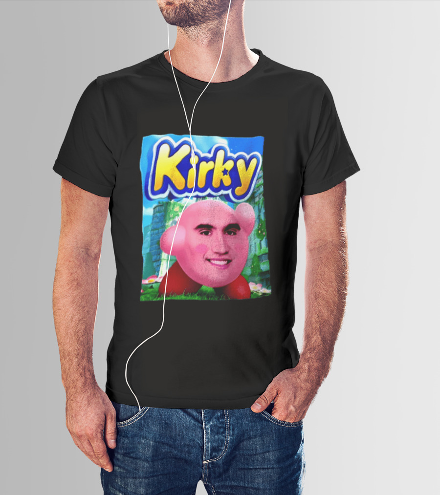 Kirky Kirby Nintendo Inspired Face Mashup Retro Gaming Nostalgia T-Shirt