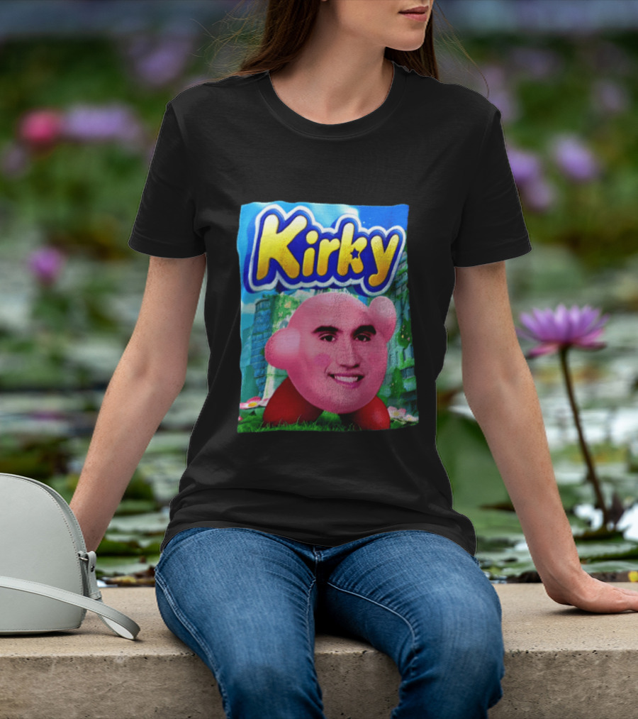Kirky Kirby Nintendo Inspired Face Mashup Retro Gaming Nostalgia T-Shirt