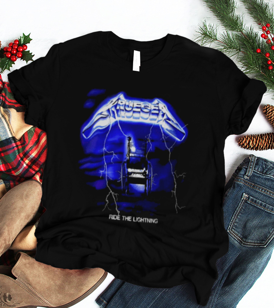Krueger Ride The Lightning Wheelchair Electric Blue Thunderbolt T-Shirt