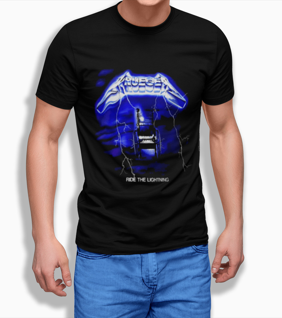 Krueger Ride The Lightning Wheelchair Electric Blue Thunderbolt T-Shirt