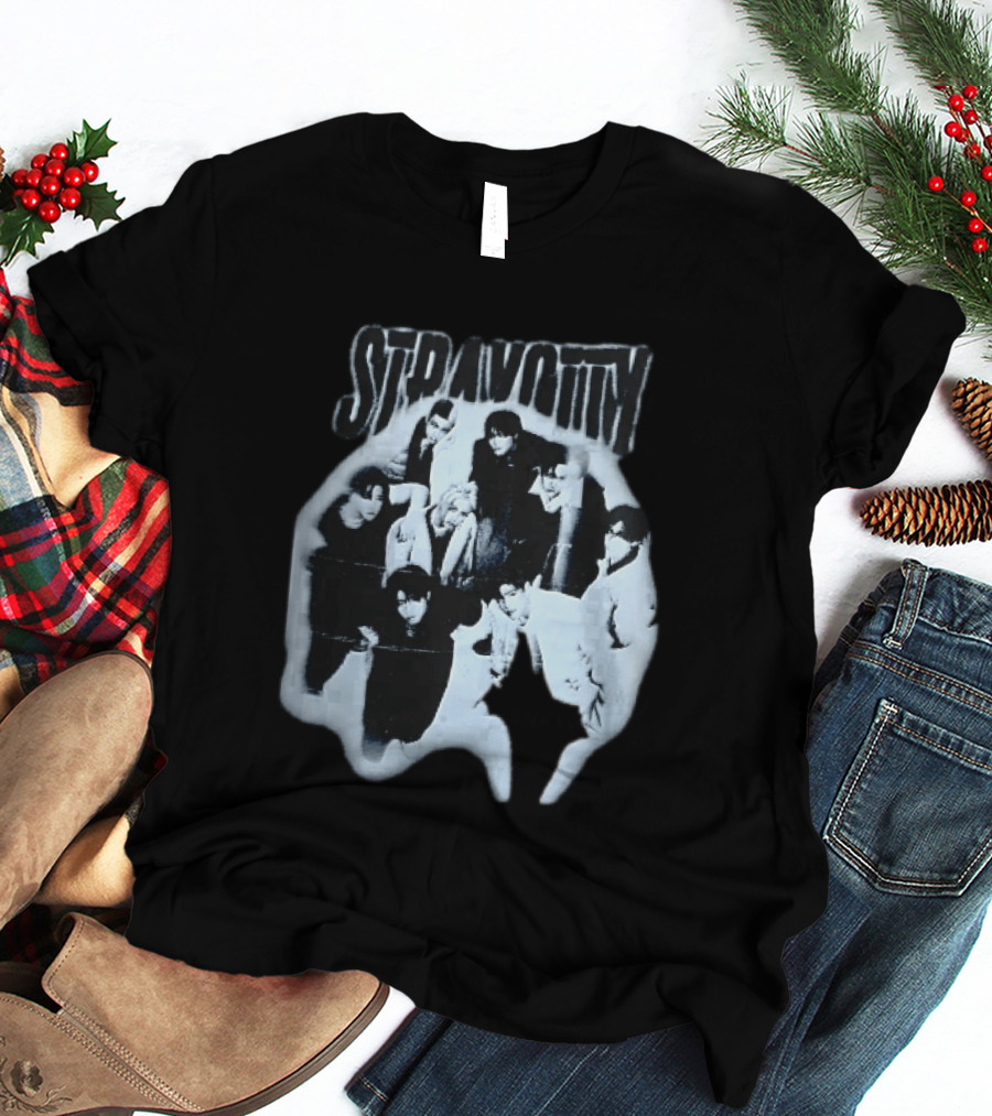 Stravotty K Pop Boy Group Monochrome Distressed Bootleg Photo T-Shirt