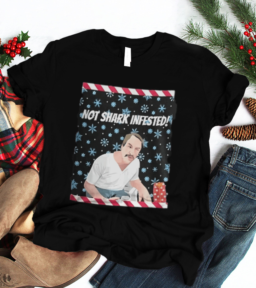 Not Shark Infested Mustache Man Snowflakes Wrapped Present T-Shirt