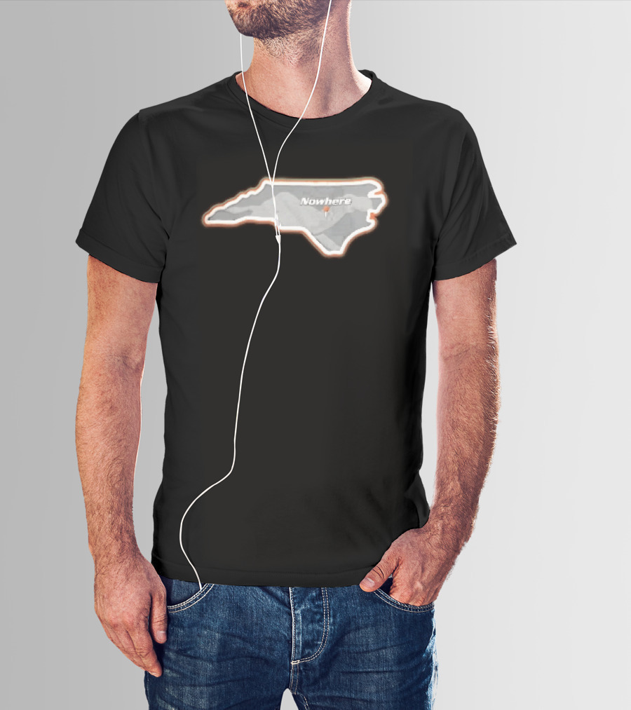 Nowhere North Carolina State Orange White Border Location Pin T-Shirt