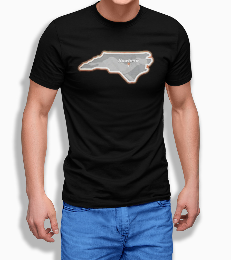 Nowhere North Carolina State Orange White Border Location Pin T-Shirt