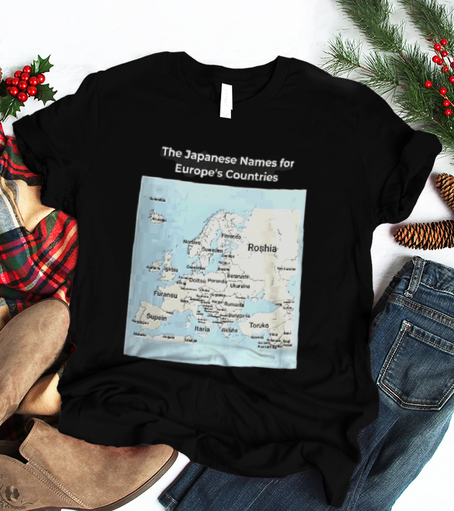 The Japanese Names For European Countries Map With Labels T-Shirt