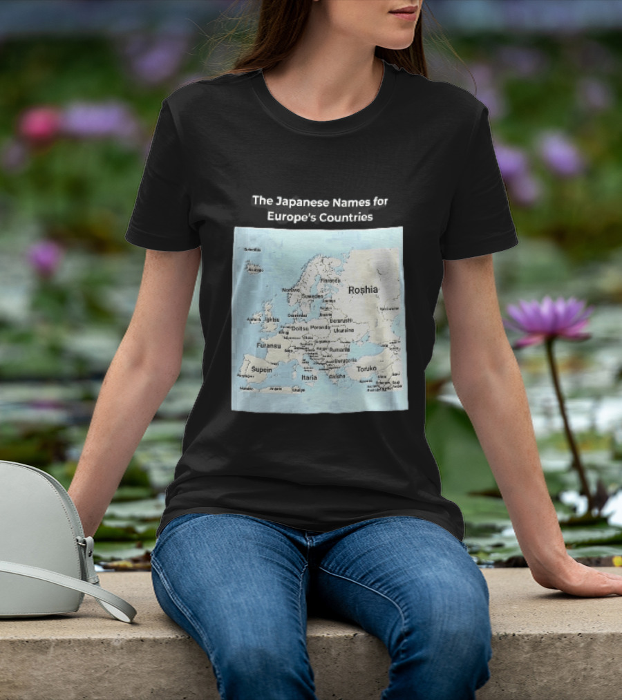 The Japanese Names For European Countries Map With Labels T-Shirt