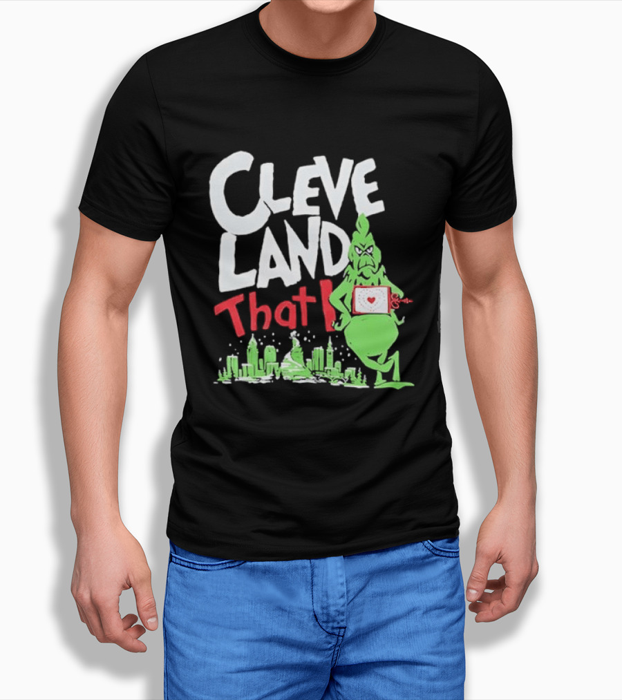 Cleveland That I Grinch Holiday Skyline Sweater T-Shirt