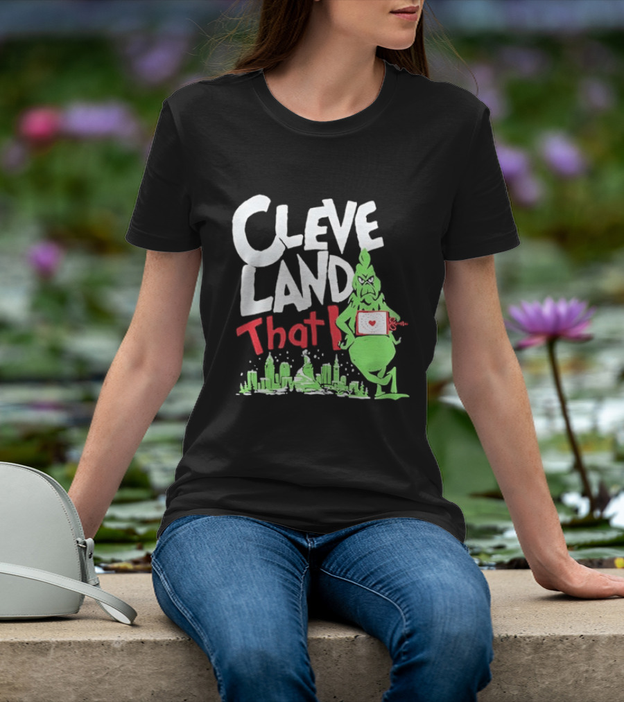 Cleveland That I Grinch Holiday Skyline Sweater T-Shirt