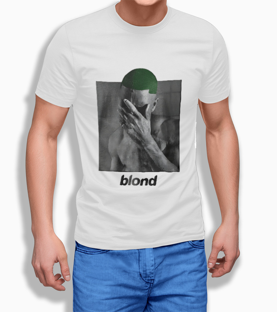 Blond Frank Ocean Green Hair Covering Face Halftone T-Shirt