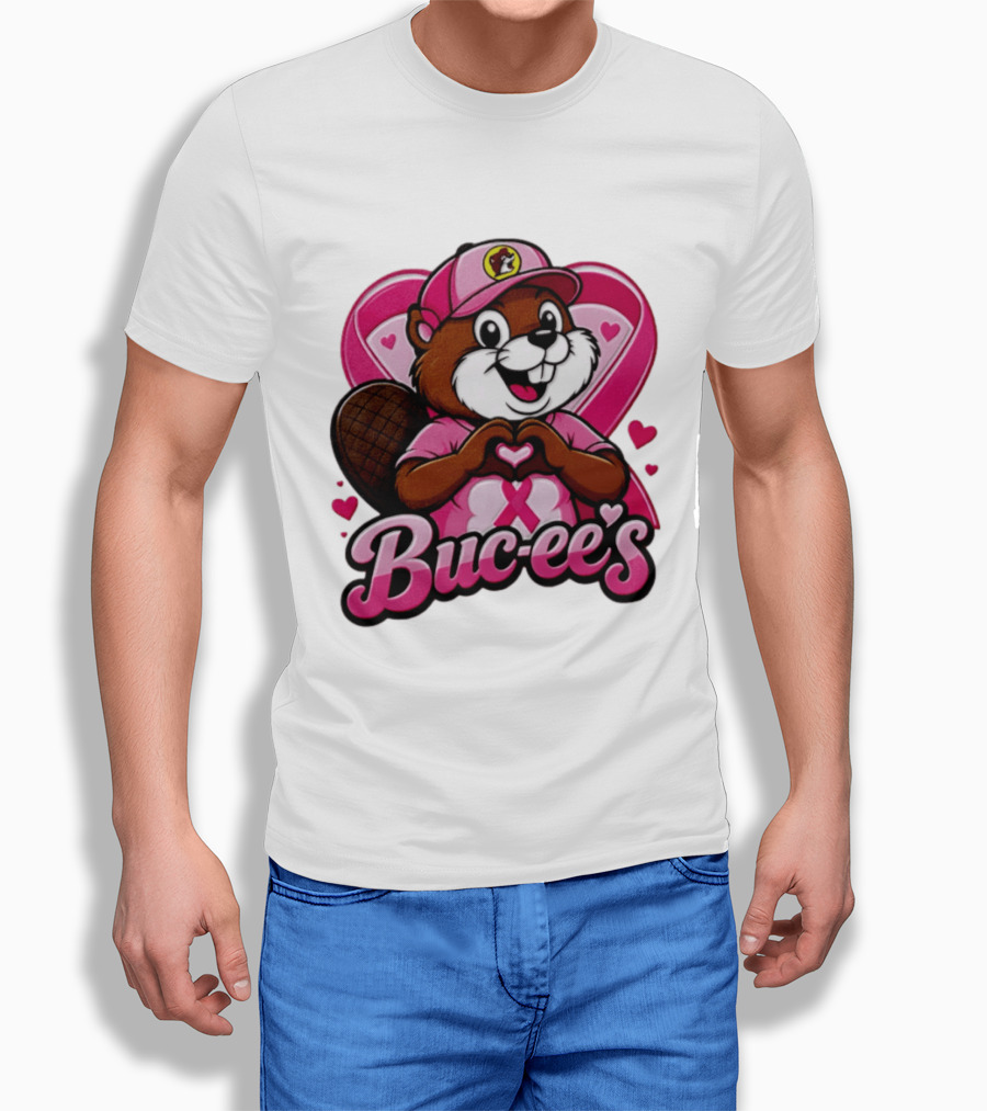 Buc Ee's Pink Ribbon Beaver Breast Cancer Awareness T-Shirt