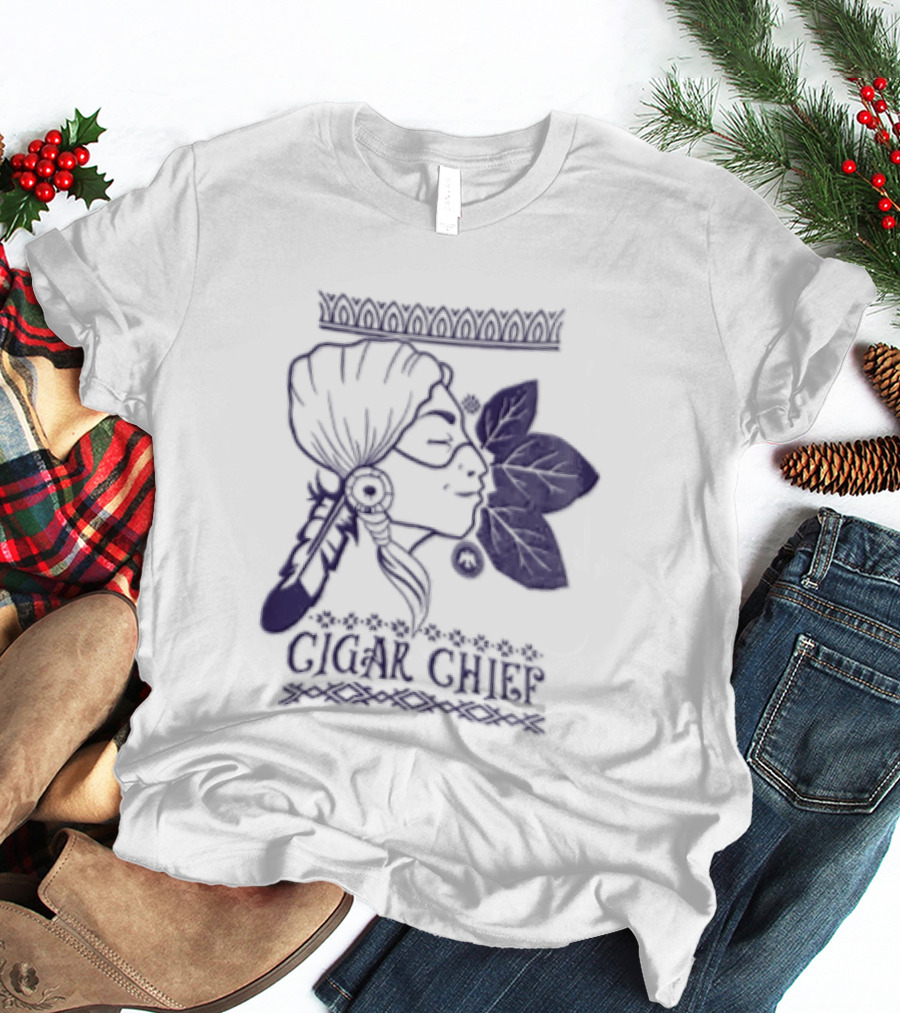 Cigar Chief Native American Smoking Profile T-Shirt
