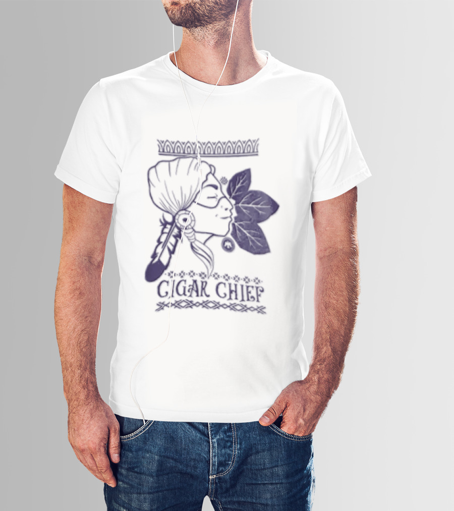 Cigar Chief Native American Smoking Profile T-Shirt
