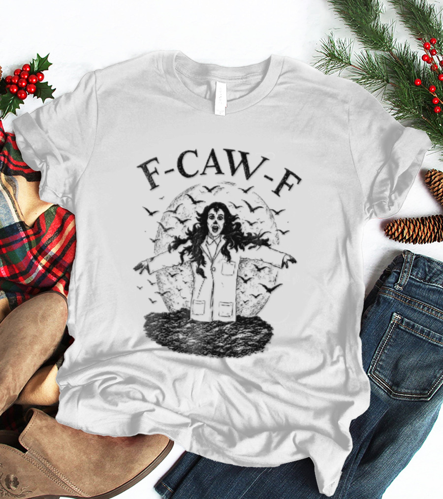 F Caw F Woman Scientist Lab Coat Crows Full Moon T-Shirt