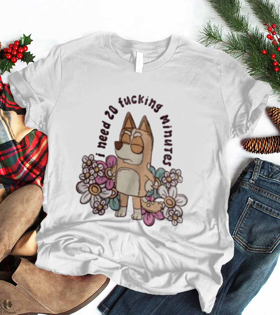 I Need 20 Fucking Minutes Bluey Bingo Floral T-Shirt