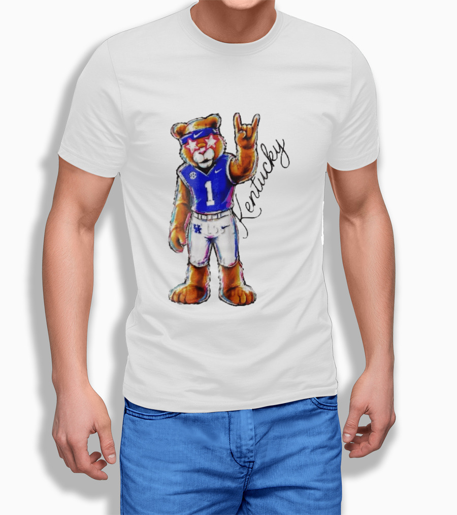 Kentucky Wildcats Mascot NCAA Pink Star Glasses Rock Sign T-Shirt
