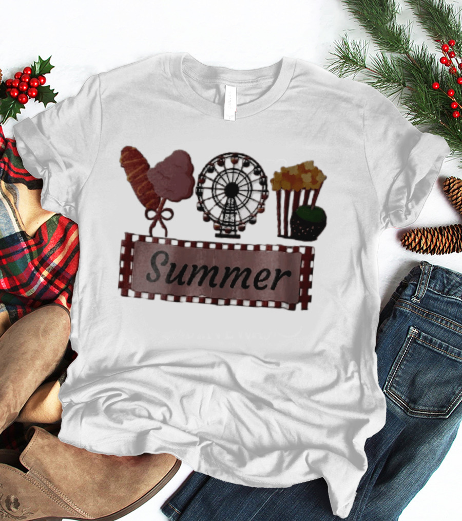 Summer Corn Dog Cotton Candy Ferris Wheel Popcorn Caramel Apple T-Shirt