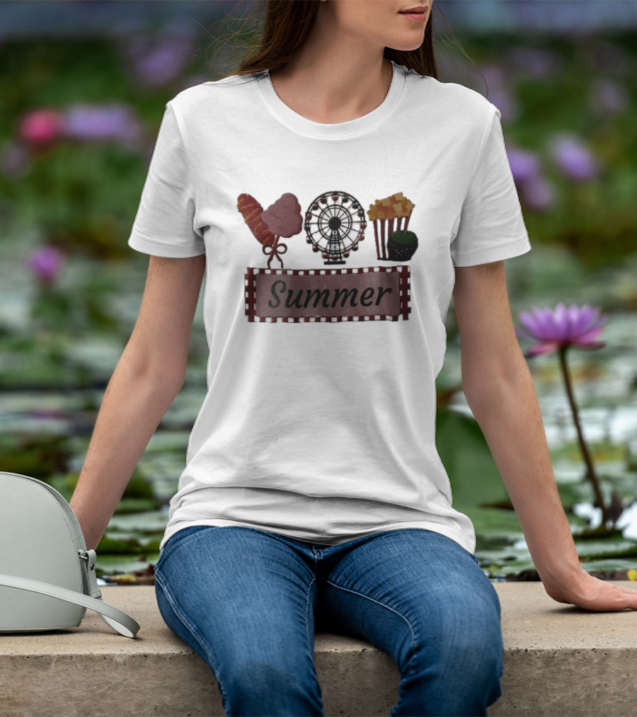 Summer Corn Dog Cotton Candy Ferris Wheel Popcorn Caramel Apple T-Shirt