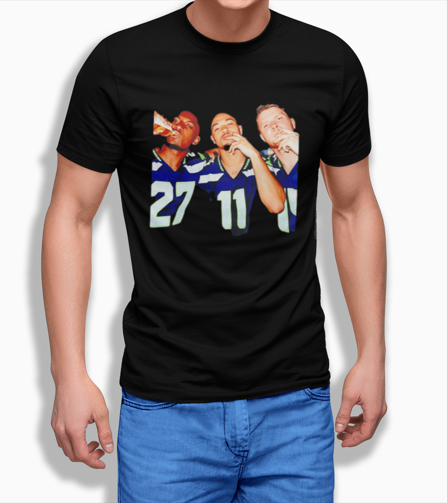Avery Smith Jaxon Smith Njigba Sam Darnold Seattle Seahawks Smoking Image T-Shirt