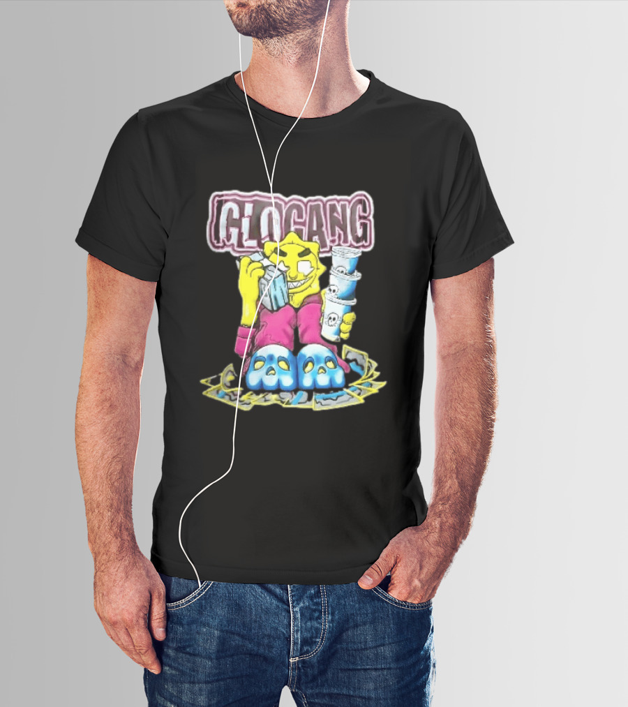 Glo Gang Cartoon Sun Money Double Cups Skull Slippers T-Shirt