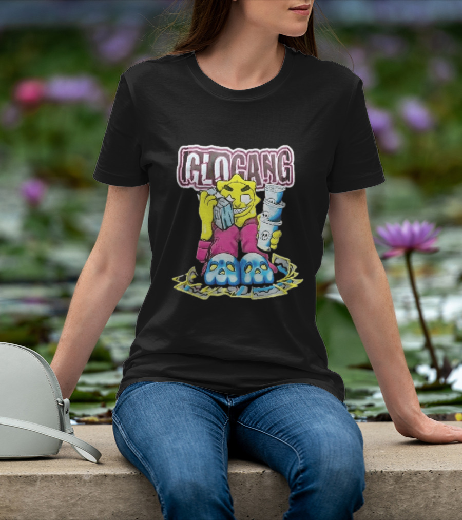 Glo Gang Cartoon Sun Money Double Cups Skull Slippers T-Shirt