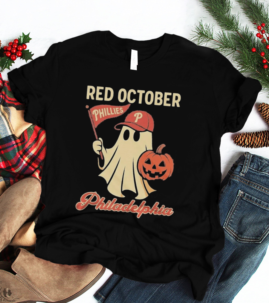 Red October Phillies Ghost Pumpkin Philadelphia T-Shirt