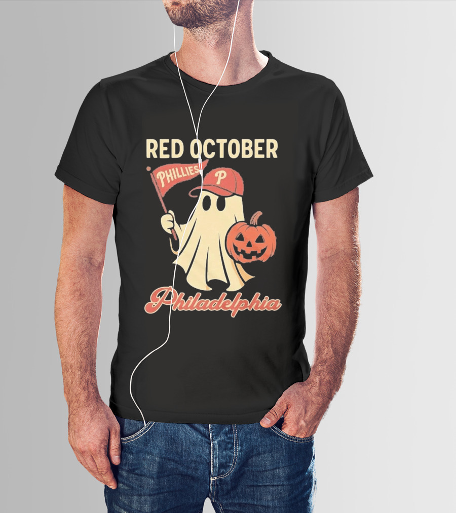 Red October Phillies Ghost Pumpkin Philadelphia T-Shirt