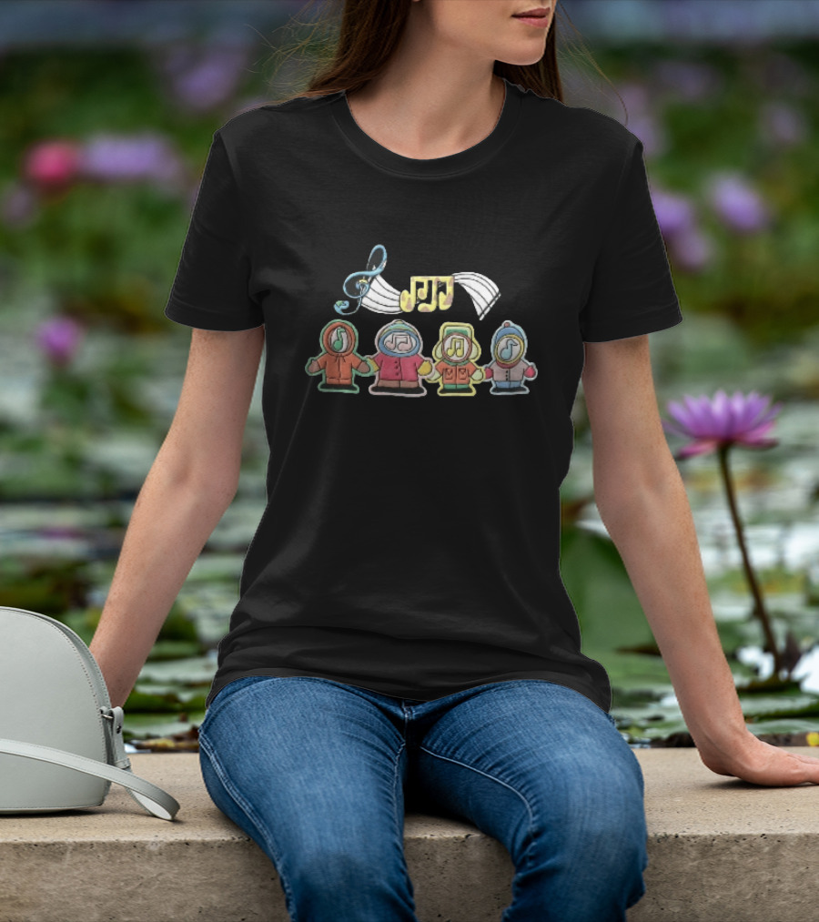 Cartoon Boys Treble Clef Musical Notes T-Shirt