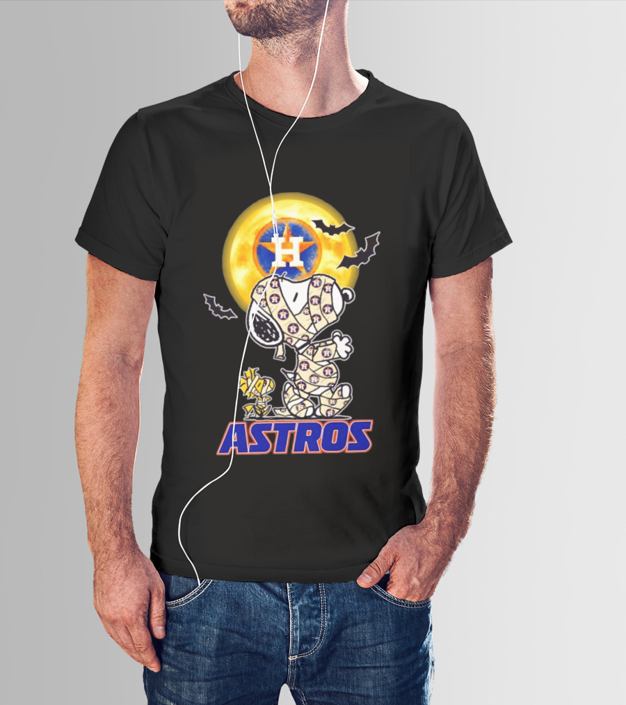 Houston Astros Snoopy Woodstock Halloween Mummy Cosplay T-Shirt