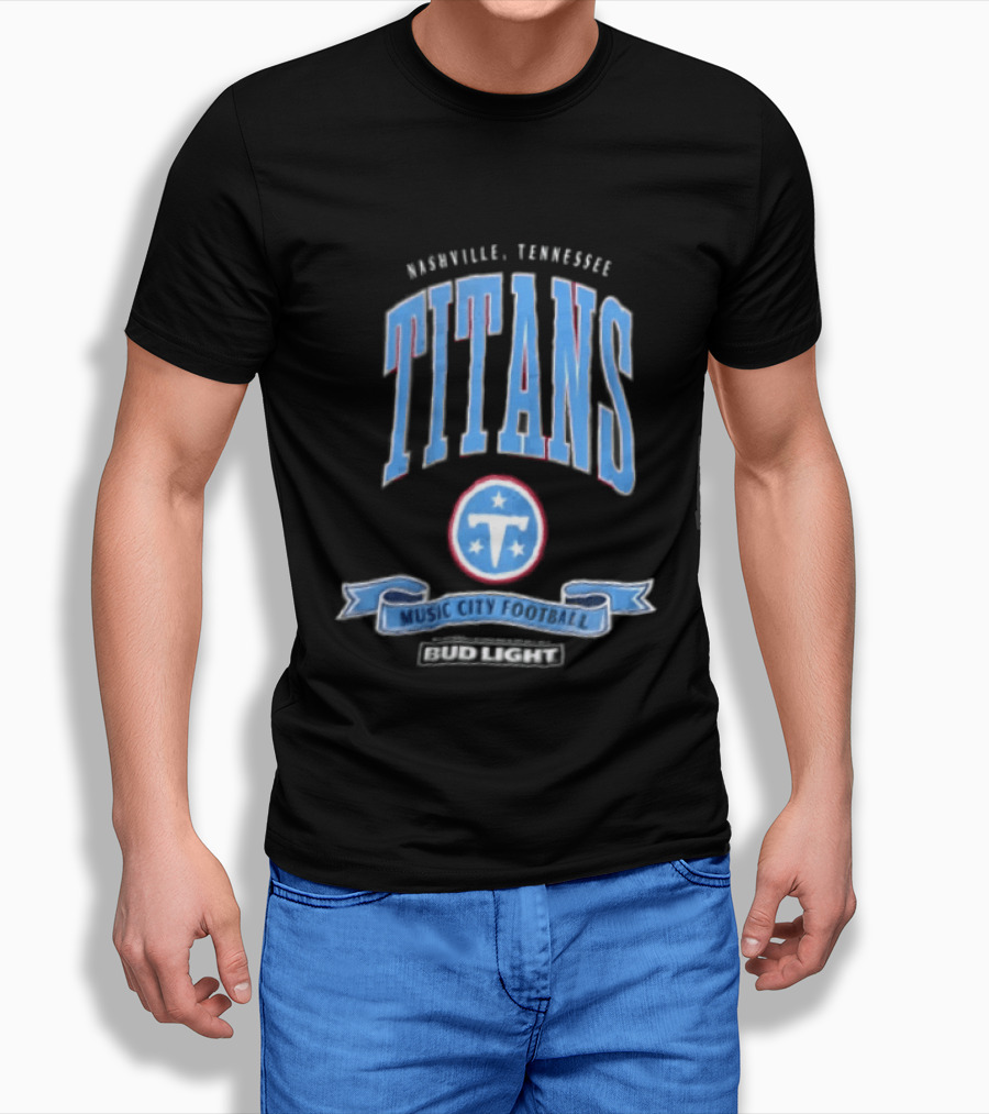 Nashville Tennessee Titans Music City Football Bud Light T-Shirt
