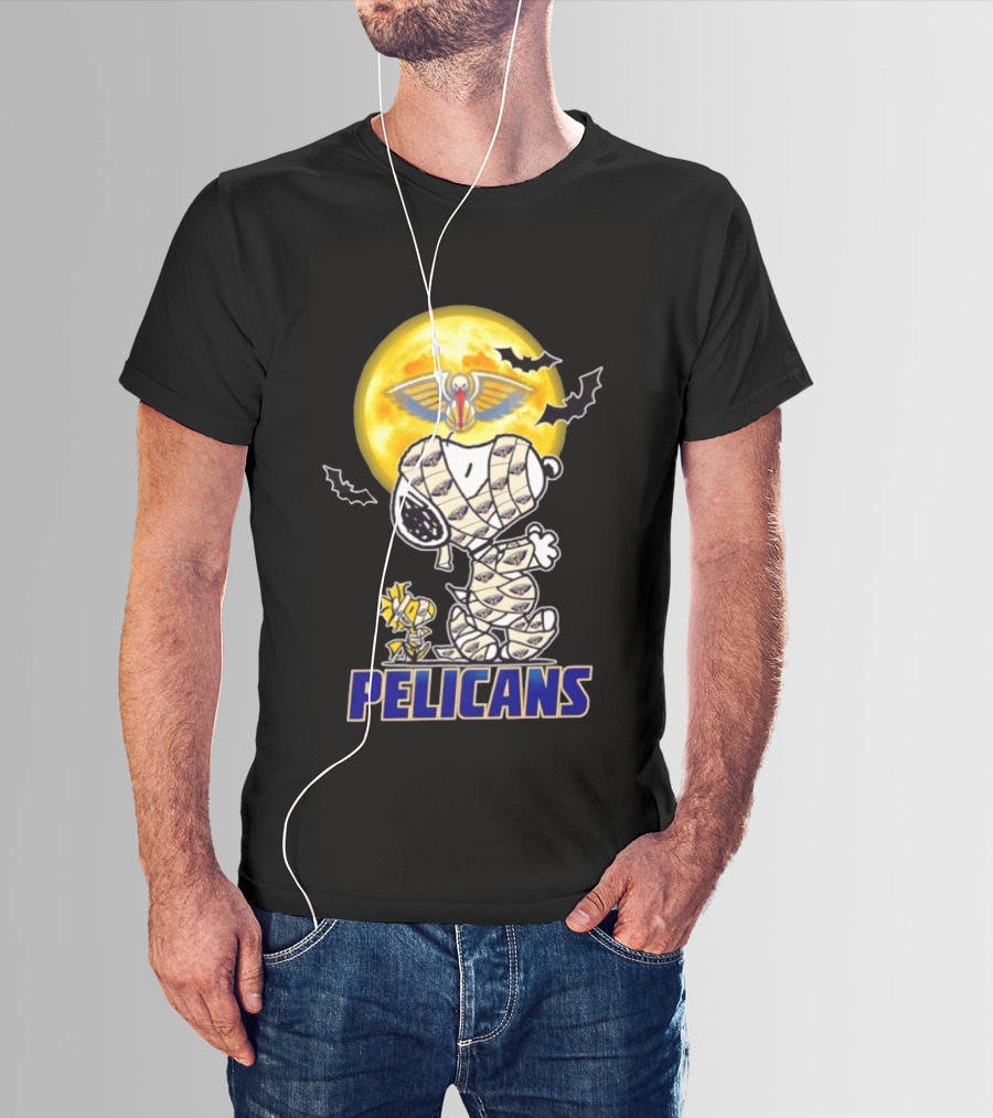 New Orleans Pelicans Snoopy Woodstock Mummy Halloween Cosplay T-Shirt