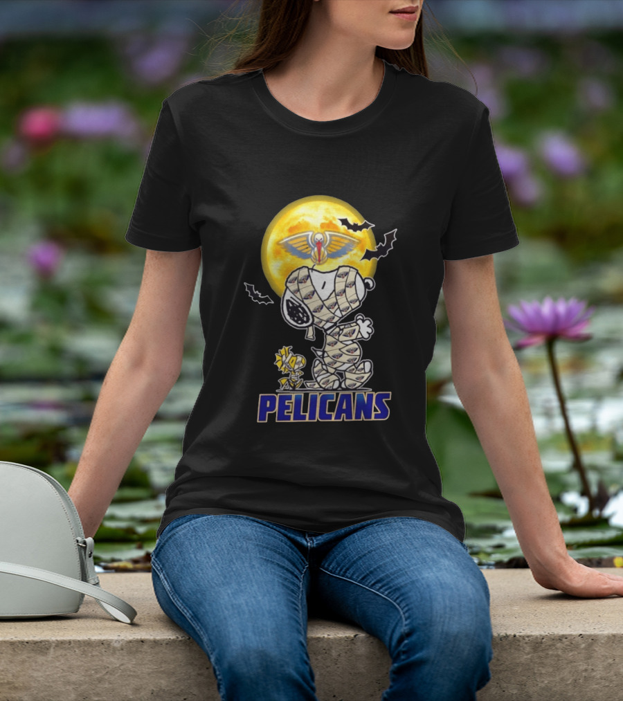 New Orleans Pelicans Snoopy Woodstock Mummy Halloween Cosplay T-Shirt
