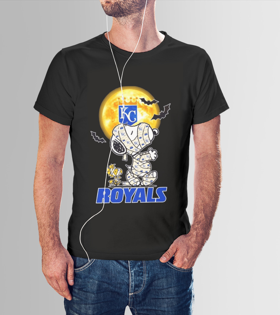Kansas City Royals Snoopy Woodstock Mummy Halloween Moon Bats T-Shirt