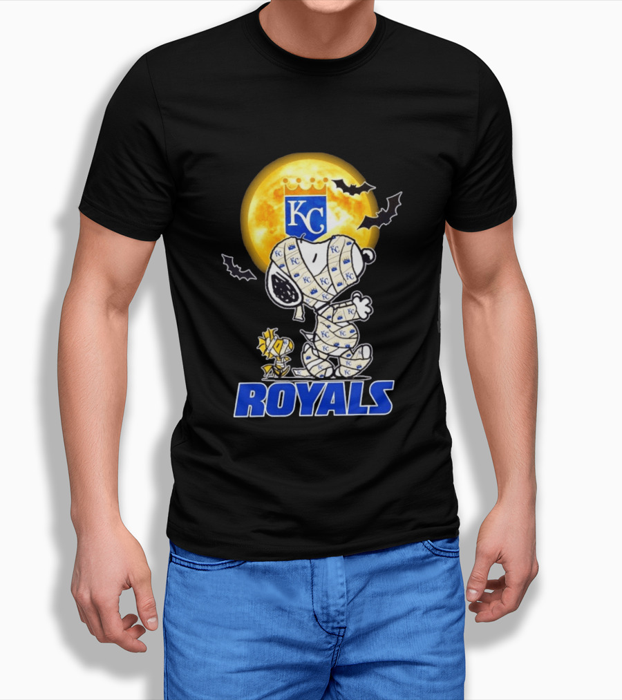 Kansas City Royals Snoopy Woodstock Mummy Halloween Moon Bats T-Shirt