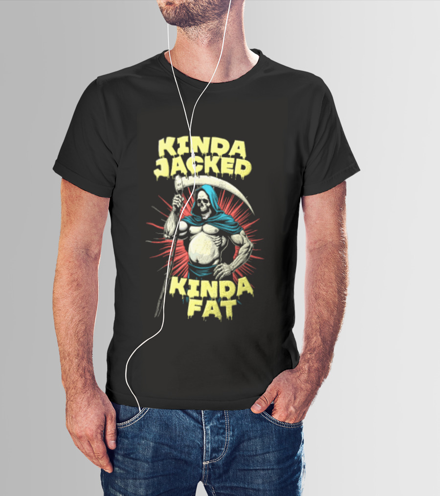 Kinda Jacked Kinda Fat Grim Reaper Parody Fitness Humor T-Shirt