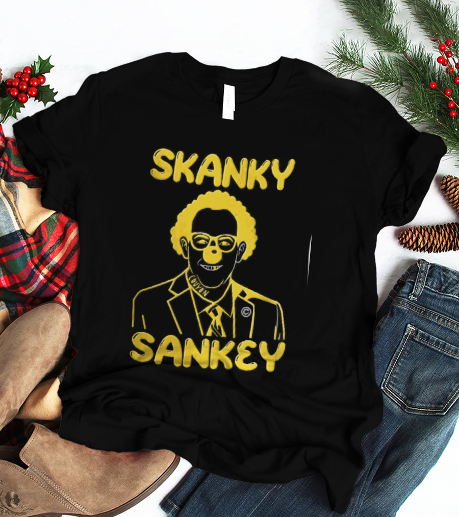 Skanky Sankey Couyon Clown Glasses Yellow Suit Caricature T-Shirt