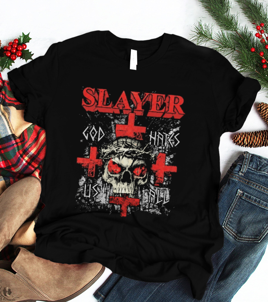 Slayer God Hates Us All Skull Red Crosses T-Shirt