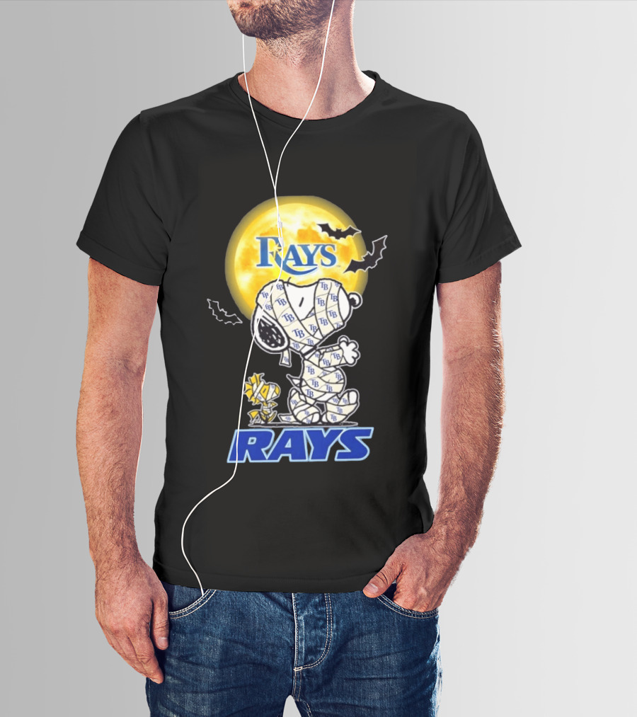 Tampa Bay Rays Snoopy Woodstock Halloween Mummy Moon Bats T-Shirt