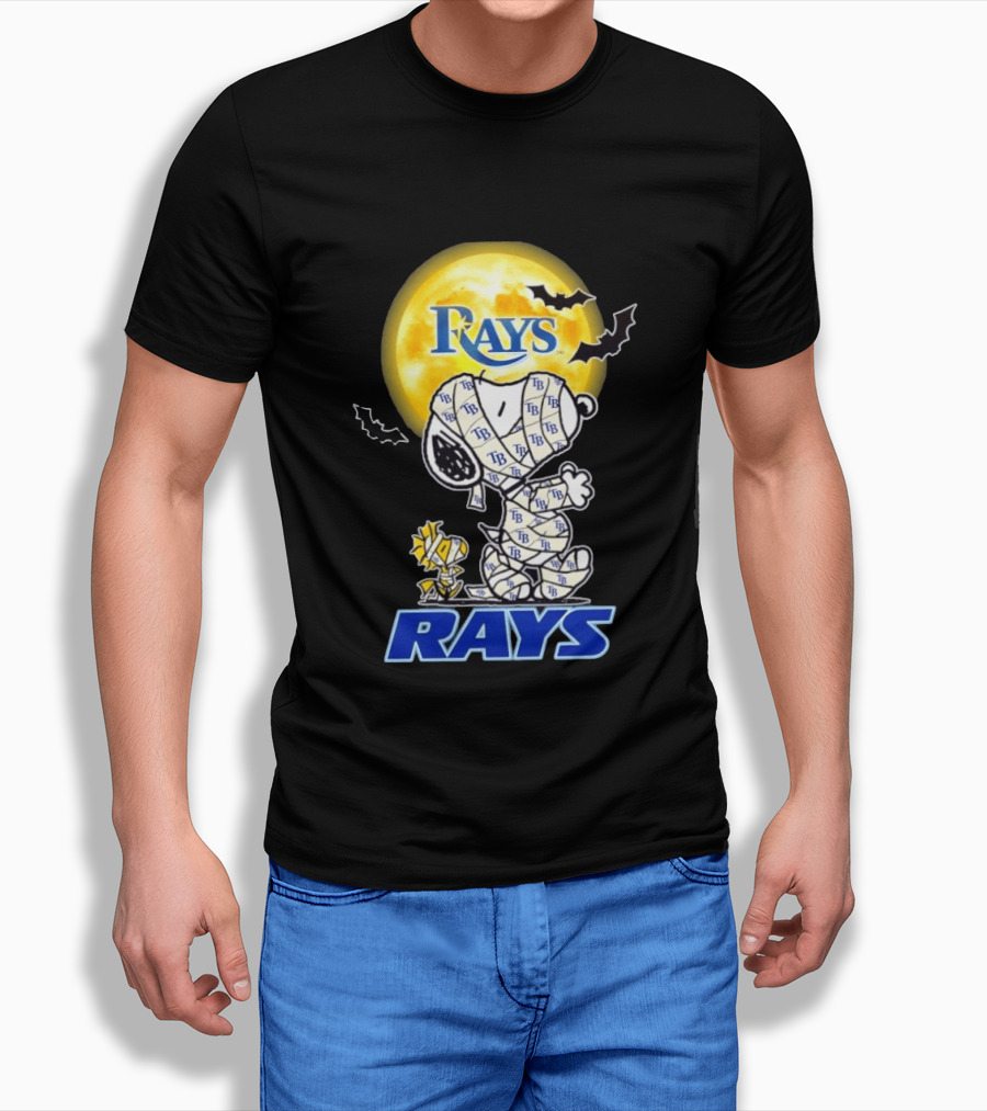 Tampa Bay Rays Snoopy Woodstock Halloween Mummy Moon Bats T-Shirt