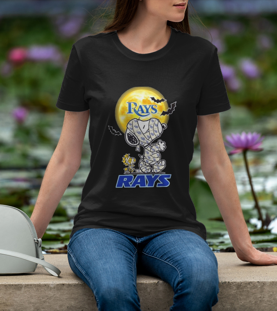 Tampa Bay Rays Snoopy Woodstock Halloween Mummy Moon Bats T-Shirt