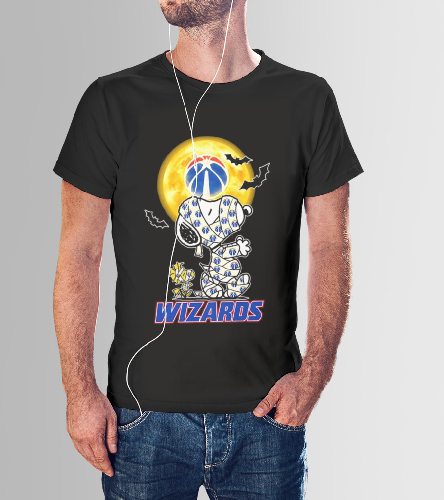 Washington Wizards Snoopy Woodstock Halloween Mummy Full Moon T-Shirt