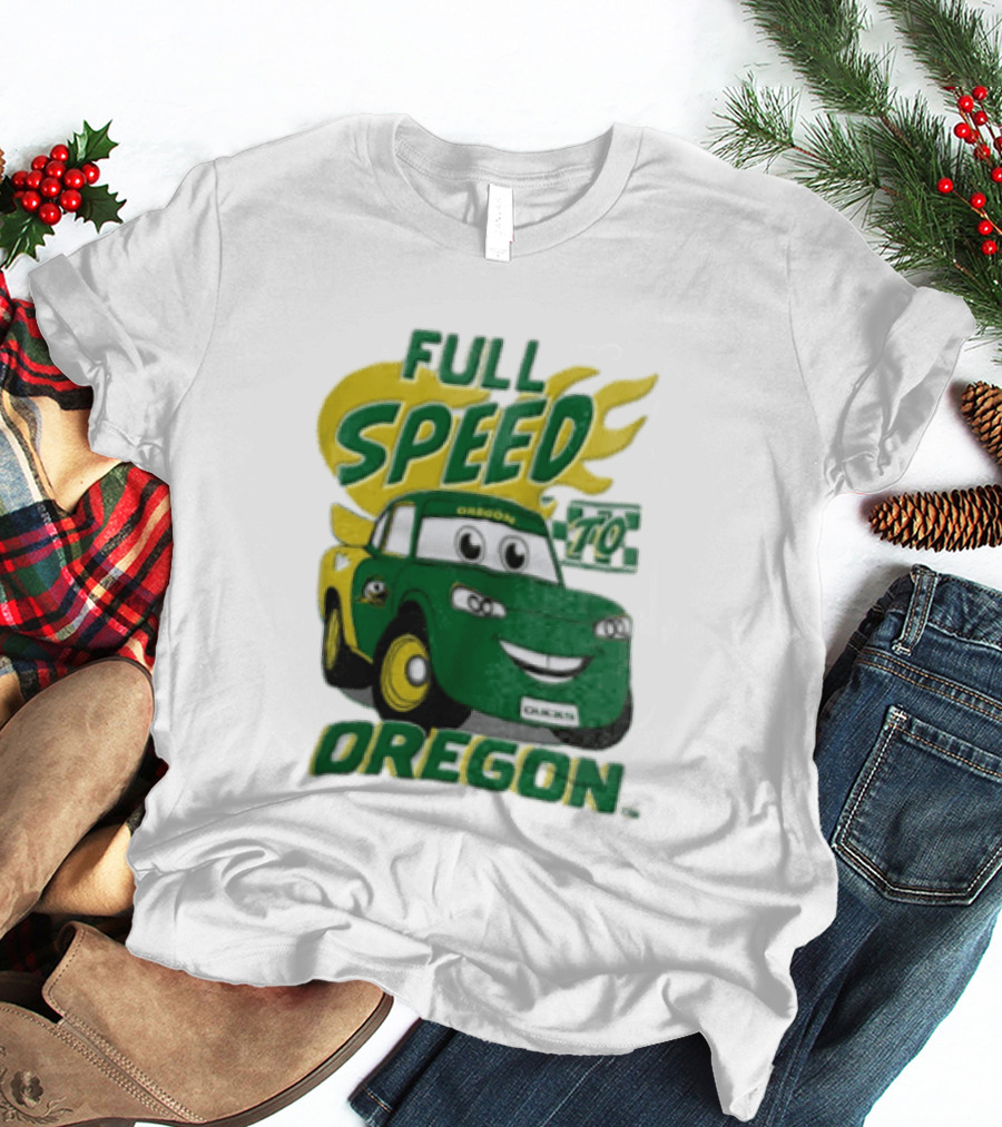 Full Speed Oregon Ducks Car Toon Sporting Team Spirit T-Shirt