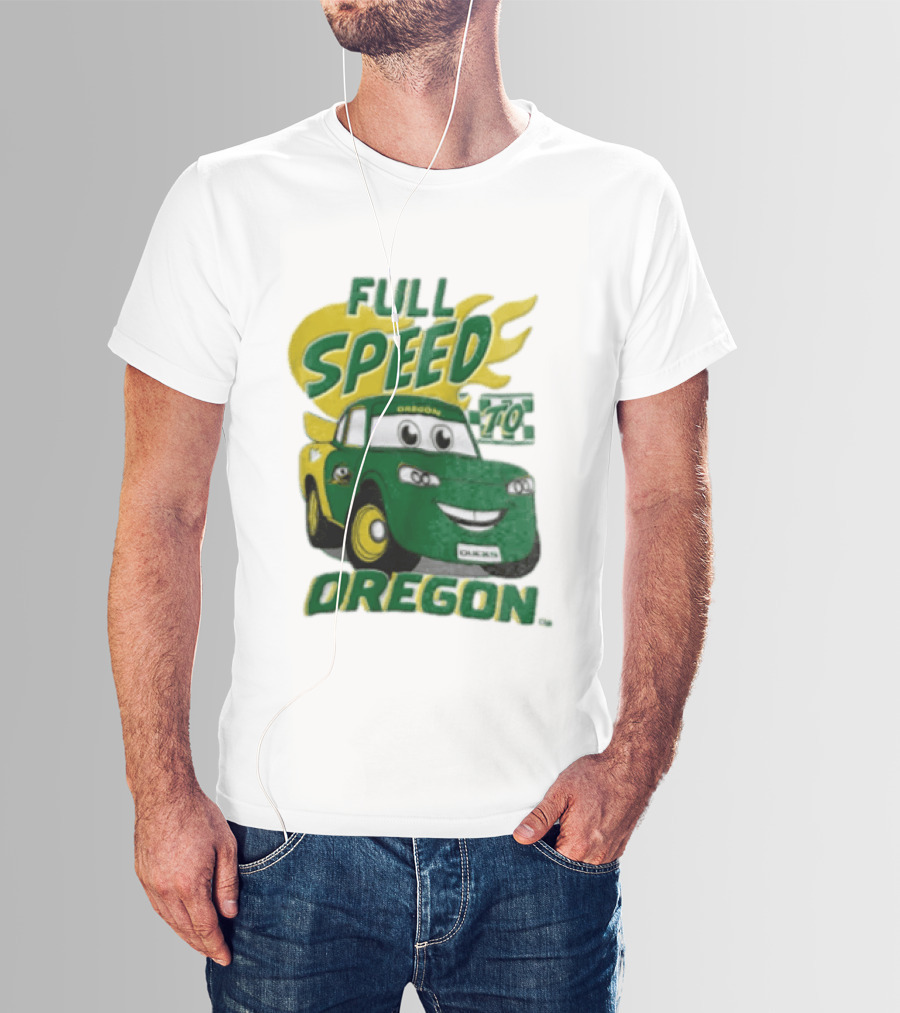 Full Speed Oregon Ducks Car Toon Sporting Team Spirit T-Shirt