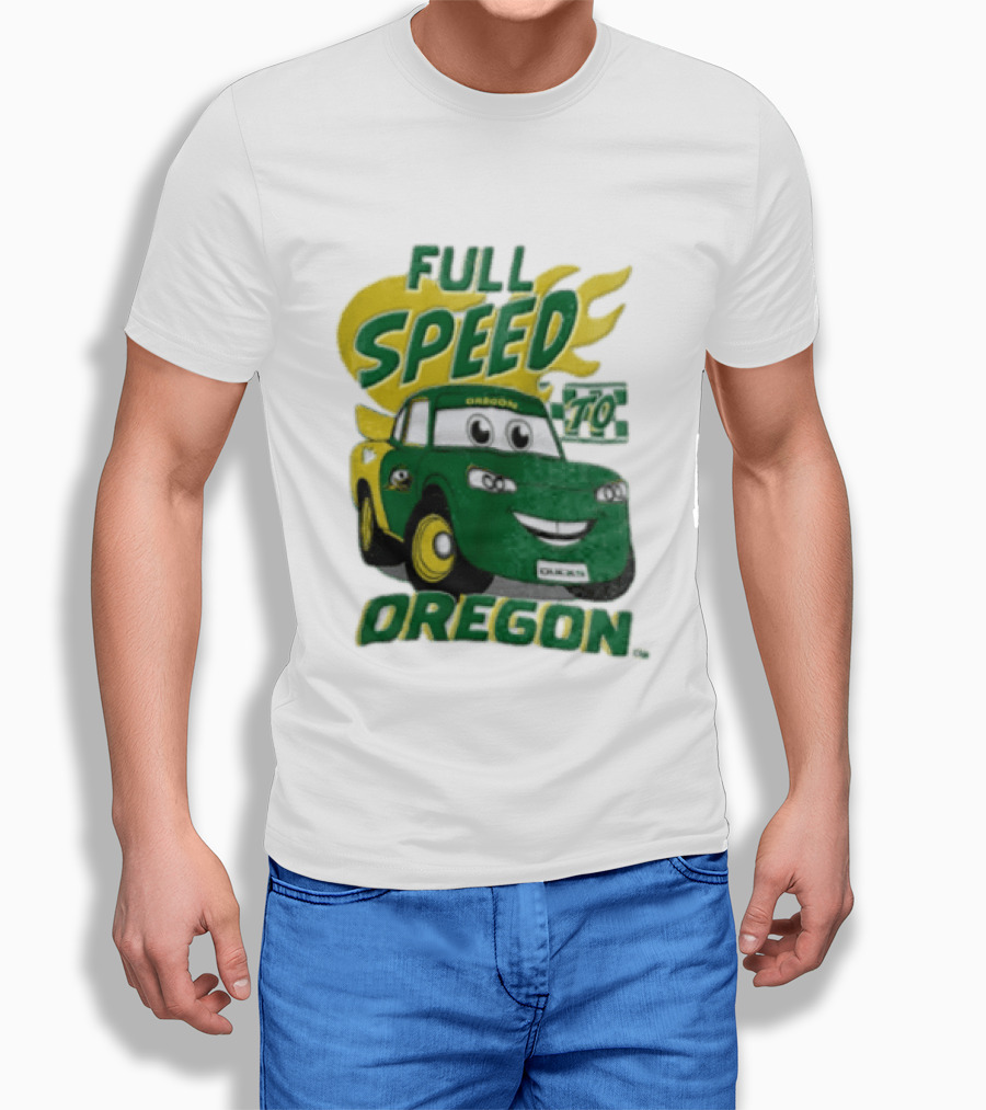 Full Speed Oregon Ducks Car Toon Sporting Team Spirit T-Shirt