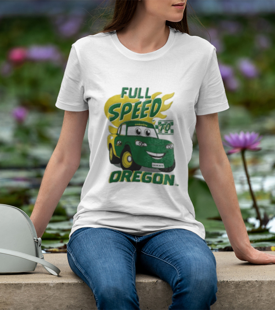 Full Speed Oregon Ducks Car Toon Sporting Team Spirit T-Shirt
