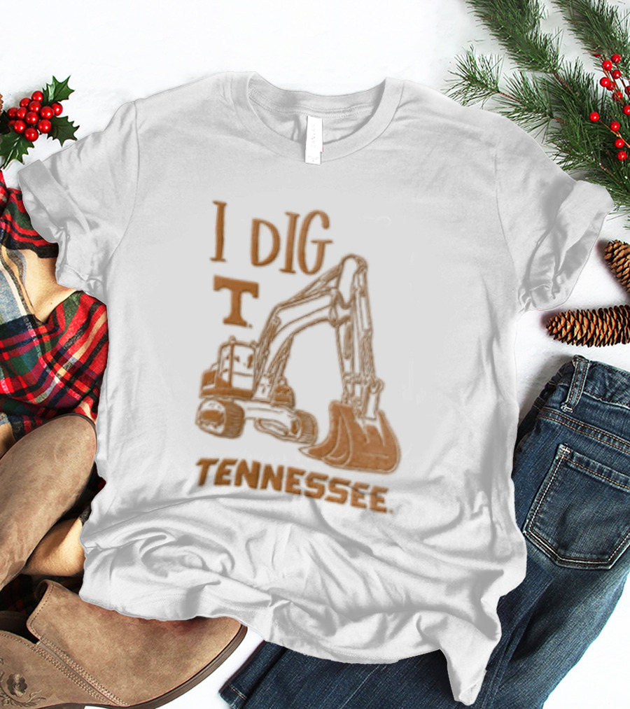 I Dig Tennessee Excavator Orange Text Construction Equipment T-Shirt