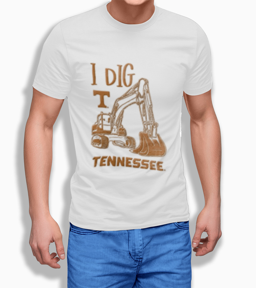 I Dig Tennessee Excavator Orange Text Construction Equipment T-Shirt