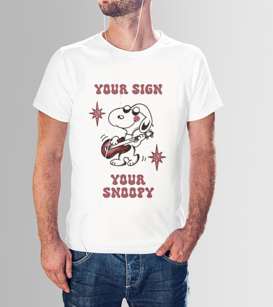Your Sign Your Snoopy Guitar Iconic Peanuts Character Playing Music T-Shirt