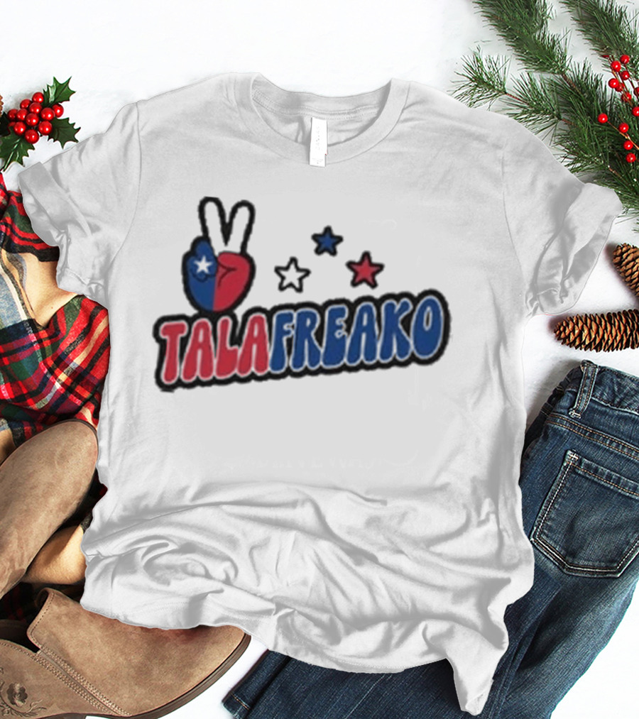 TALAFREAKO Chilean Flag Peace Sign Stars Patriotic T-Shirt