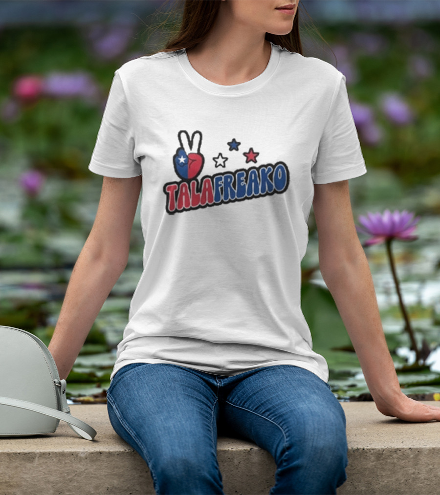 TALAFREAKO Chilean Flag Peace Sign Stars Patriotic T-Shirt